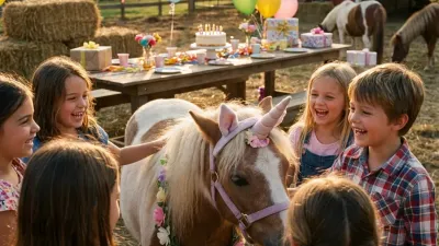 Ein glückliches Kind beim Ponyreiten - das perfekte Geschenk