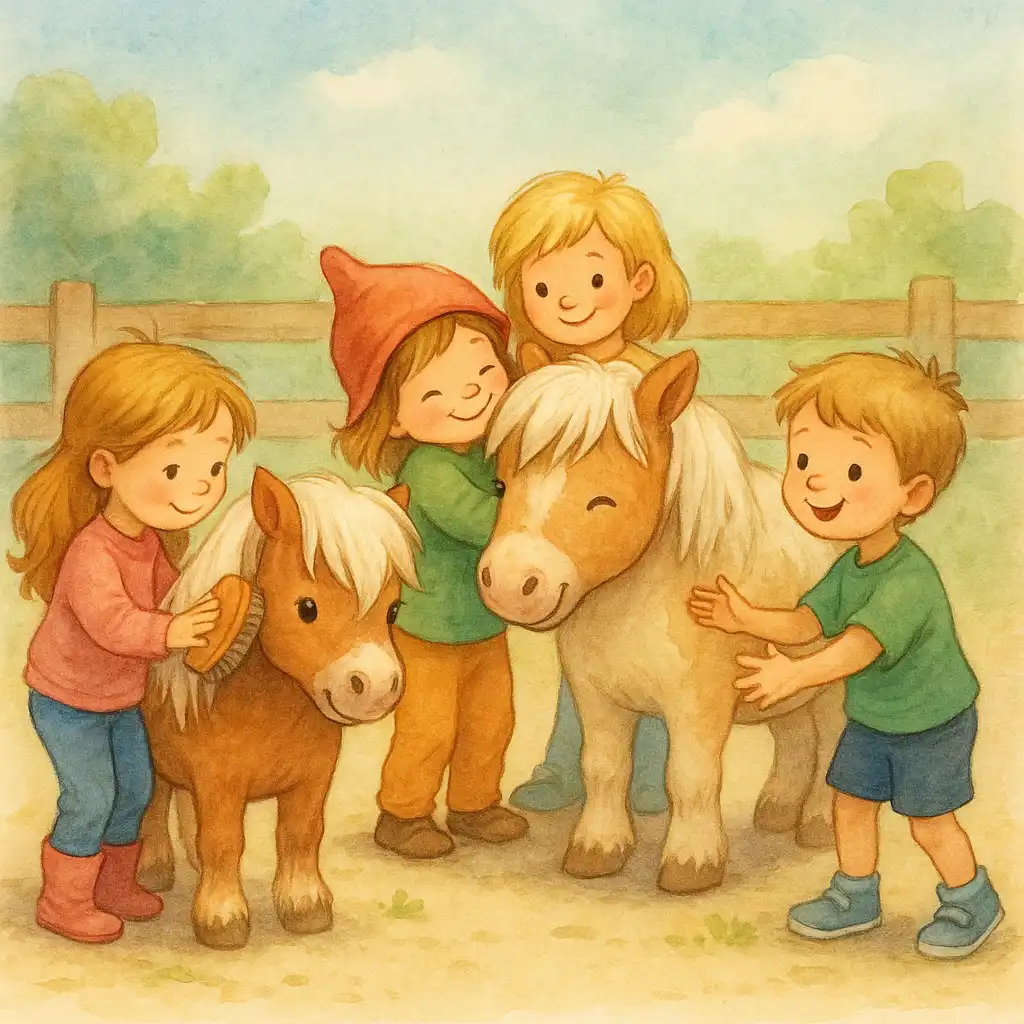 Kind lernt Pony auf dem Ponyhof in Renningen kennen